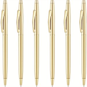 3/6 Pack Slim Golden Ballpoint Pens Black Ink