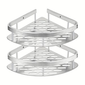 2pcs Rust-Resistant Stainless Steel Bathroom Storage Rack