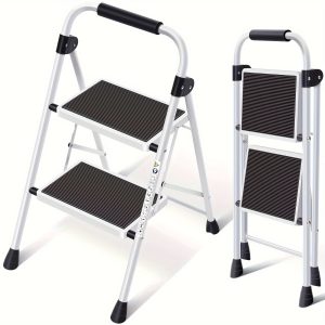 2 Step Ladder, Folding Ladder With Non-Slip And Wide Pedal
