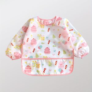 New Baby Smock Infant Feeding Bib Boys And Girls Toddler Gown Cartoon Painting Smock Print Bib Bib