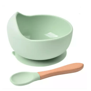 1pc Silicone Youngsters Bowls with Suction+1pc Spoon