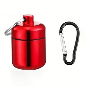 2pcs Portable Metal Sealed Pill Case with Carabiner
